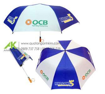 Dù gấp 2 tay cầm gỗ R60 in logo OCB